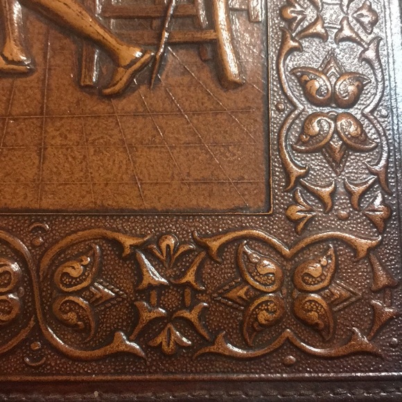 Antique Tooled Don Quyote de La Mancha hard leather notepad holder - Picture 3 of 10